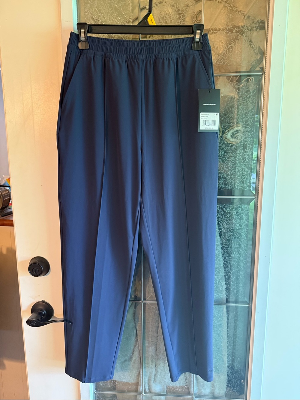 NWT Bad Birdie Navy Elastic-Waist Cropped Dress Pants